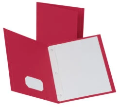 Oxford 2-Pocket Folder With Fastener, Red, Pack Of 25