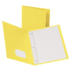 Oxford 2-Pocket Folder With Fastener, Yellow, Pack Of 25