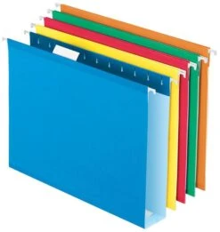 Pendaflex Reinforced Hanging File Folder, 1/5 Cut Tabs, Letter Size, 2 Inch Expansion, Assorted Colors, Pack Of 25