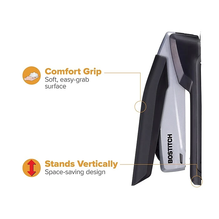 Bostitch InPower Spring-Powered Desktop Stapler, 20-Sheet, Full-Strip Capacity, Black/Gray (1100) 5 Bostitch InPower Spring-Powered Desktop Stapler, 20-Sheet, Full-Strip Capacity, Black/Gray (1100) - Image 3