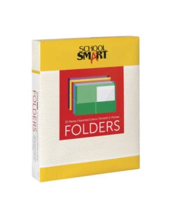 School Smart Smooth 2-Pocket Folder, Assorted Colors, Pack Of 25