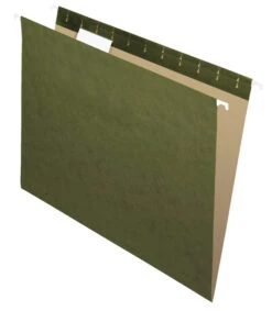 School Smart Hanging File Folder, Letter Size, 1/5 Cut Tabs, Green, Pack Of 25