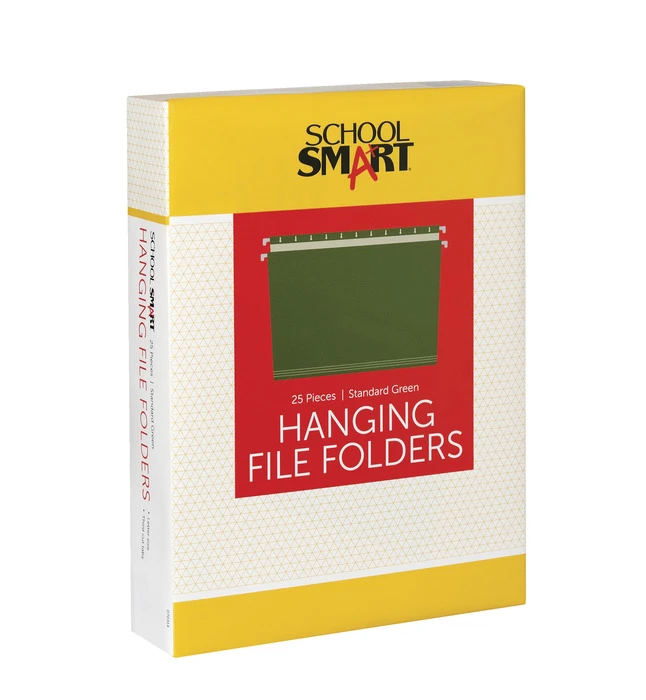 School Smart Hanging File Folder, Letter Size, 1/3 Cut Tabs, Green, Pack Of 25 3 School Smart Hanging File Folder, Letter Size, 1/3 Cut Tabs, Green, Pack Of 25