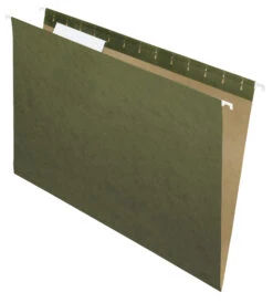 School Smart Hanging File Folder, Legal Size, 1/3 Cut Tabs, Green, Pack Of 25