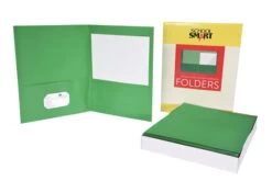 School Smart Extra Large 2-Pocket Folder, 9 X 12 Inches, Green, Pack Of 25 -Office Product Shop 084882 D ecommfullsize