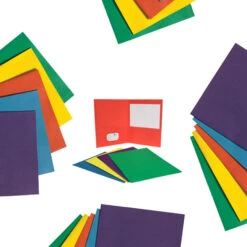 School Smart Extra Large 2-Pocket Folder, 9 X 12 Inches, Assorted Colors, Pack Of 25 -Office Product Shop 084886 E ecommfullsize
