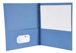 School Smart 2-Pocket Folder With Fasteners, Light Blue, Pack Of 25 -Office Product Shop 084887 A ecommfullsize