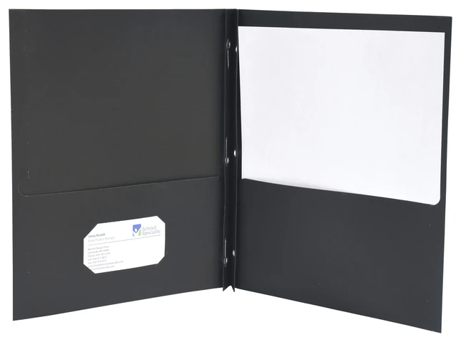 School Smart 2-Pocket Folder With Fasteners, Black, Pack Of 25 6 School Smart 2-Pocket Folder With Fasteners, Black, Pack Of 25 - Image 4