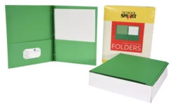 School Smart 2-Pocket Folder With Fasteners, Green, Pack Of 25 -Office Product Shop 084889 D ecommfullsize
