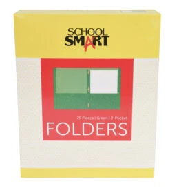 School Smart 2-Pocket Folder With Fasteners, Green, Pack Of 25