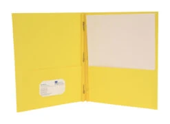 School Smart 2-Pocket Folder With Fasteners, Yellow, Pack Of 25 -Office Product Shop 084892 B ecommfullsize