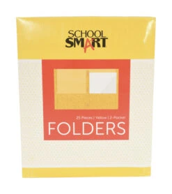 School Smart 2-Pocket Folder With Fasteners, Yellow, Pack Of 25
