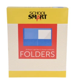 School Smart 2-Pocket Folder, Letter Size, Light Blue, Pack Of 25