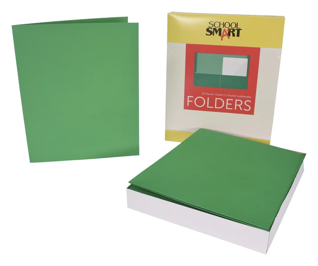 School Smart 2-Pocket Folder, Letter Size, Green, Pack Of 25 4 School Smart 2-Pocket Folder, Letter Size, Green, Pack Of 25 - Image 2