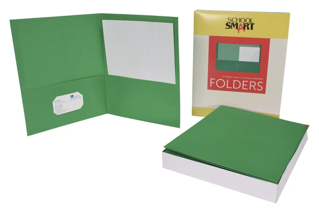 School Smart 2-Pocket Folder, Letter Size, Green, Pack Of 25 6 School Smart 2-Pocket Folder, Letter Size, Green, Pack Of 25 - Image 4