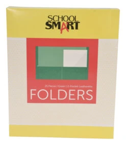 School Smart 2-Pocket Folder, Letter Size, Green, Pack Of 25