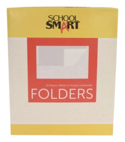 School Smart 2-Pocket Folder, Letter Size, White, Pack Of 25