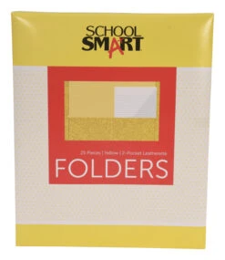 School Smart 2-Pocket Folder With Fasteners, Yellow, Pack Of 25 -Office Product Shop 084897 ecommfullsize 1