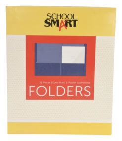 School Smart 2-Pocket Folder, Letter Size, Dark Blue, Pack Of 25