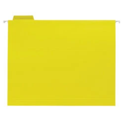 School Smart Hanging File Folder, Letter Size, 1/5 Cut Tabs, Yellow, Pack Of 25