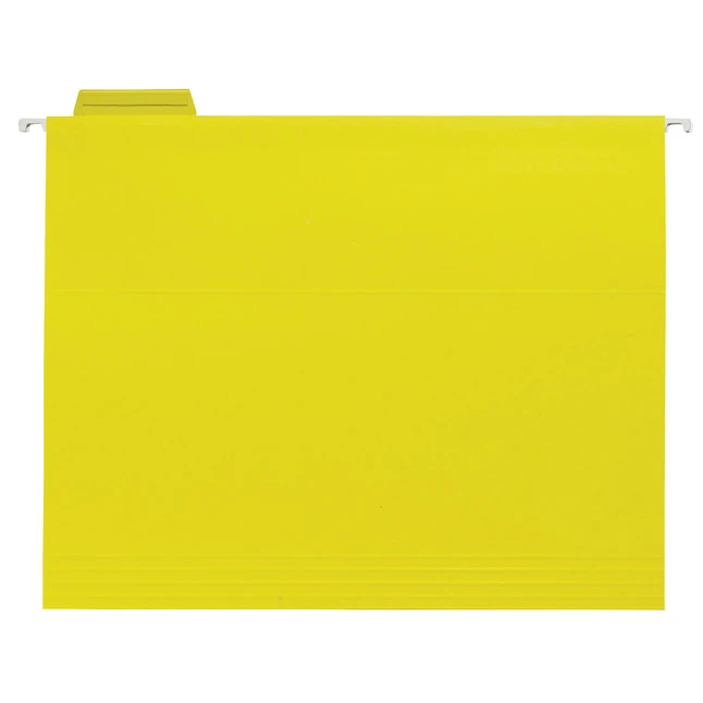 School Smart Hanging File Folder, Letter Size, 1/5 Cut Tabs, Yellow, Pack Of 25 3 School Smart Hanging File Folder, Letter Size, 1/5 Cut Tabs, Yellow, Pack Of 25