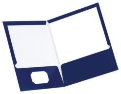 Oxford Laminated 2-Pocket Folder, Dark Blue, Pack Of 25