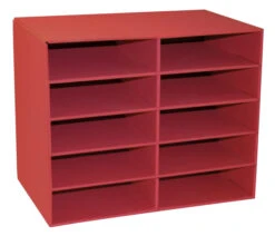 Classroom Keepers 10 Shelf Organizer, 21 X 12-7/8 X 17 Inches, Red