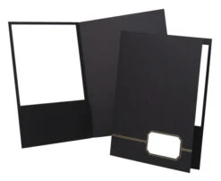 Oxford Executive 2-Pocket Portfolio, 8-1/2 X 11 Inches, Black/Gold, Pack Of 4