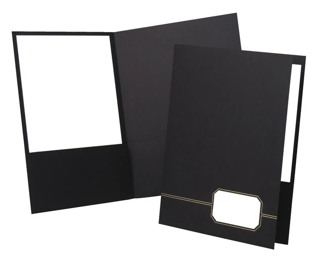 Oxford Executive 2-Pocket Portfolio, 8-1/2 X 11 Inches, Black/Gold, Pack Of 4 3 Oxford Executive 2-Pocket Portfolio, 8-1/2 X 11 Inches, Black/Gold, Pack Of 4