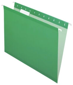 Pendaflex Reinforced Hanging File Folders, 1/5 Cut Tabs, Letter Size, Bright Green, Pack Of 25