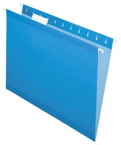 Pendaflex Reinforced Hanging File Folders, 1/5 Cut Tabs, Letter Size, Blue, Pack Of 25
