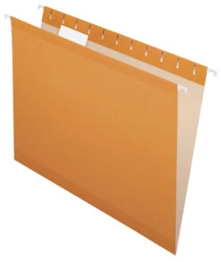 Pendaflex Reinforced Hanging File Folders, 1/5 Cut Tabs, Letter Size, Orange, Pack Of 25