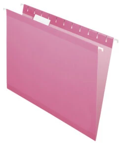 Pendaflex Reinforced Hanging File Folders, 1/5 Cut Tabs, Letter Size, Pink, Pack Of 25