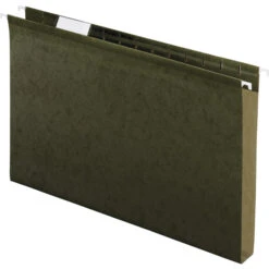 Pendaflex Extra Capacity Reinforced Hanging File Folder, 1/5 Cut Tabs, Legal Size, 1 Inch Expansion, Green, Pack Of 25