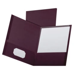 Oxford Linen Textured 2-Pocket Folder, Burgundy, Pack Of 25