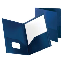 Oxford 2-Pocket Poly Folder, 100 Sheet Capacity, Dark Blue