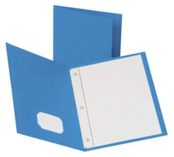 Oxford 2-Pocket Folder With Fastener, Light Blue, Pack Of 25
