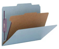 Smead SafeSHIELD Pressboard Classification Folder, Letter Size, 2 Inch Expansion, 1 Divider, Blue, Pack Of 10