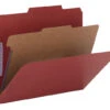 Smead SafeSHIELD Pressboard Classification Folder, Letter Size, 2 Inch Expansion, 1 Divider, Bright Red, Pack Of 10 -Office Product Shop 1068629 SPR ecommfullsize