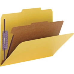 Smead SafeSHIELD Pressboard Classification Folder, Letter Size, 2 Inch Expansion, 1 Divider, Yellow, Pack Of 10