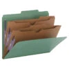 Smead SafeSHIELD Pressboard Classification Folder, Letter Size, 2 Dividers, Green, Pack Of 10 -Office Product Shop 1068646 SPR ecommfullsize