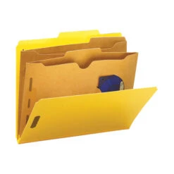 Smead SafeSHIELD Pressboard Classification Folder, Letter Size, 2 Dividers, Yellow, Pack Of 10