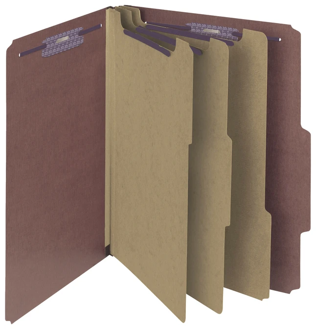Smead SafeSHIELD Classification Folder With Fasteners, Letter Size, 3 Inch Expansion, 3 Dividers, Red, Pack Of 10 3 Smead SafeSHIELD Classification Folder With Fasteners, Letter Size, 3 Inch Expansion, 3 Dividers, Red, Pack Of 10
