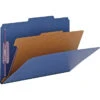 Smead SafeSHIELD Pressboard Classification Folder, Legal Size, 2 Inch Expansion, 1 Divider, Dark Blue, Pack Of 10