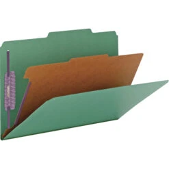 Smead SafeSHIELD Pressboard Classification Folder, Legal Size, 2 Inch Expansion, 1 Divider, Green, Pack Of 10