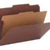 Smead SafeSHIELD Classification Folder With Fasteners, Legal Size, 2 Inch Expansion, 1 Divider, Red, Pack Of 10