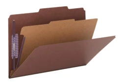Smead SafeSHIELD Classification Folder With Fasteners, Legal Size, 2 Inch Expansion, 1 Divider, Red, Pack Of 10