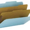 Smead SafeSHIELD Pressboard Classification Folder, Legal Size, 2 Inch Expansion, 2 Dividers, Blue, Pack Of 10