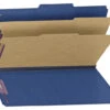Smead SafeSHIELD Pressboard Classification Folder, Legal Size, 2 Inch Expansion, 2 Dividers, Dark Blue, Pack Of 10