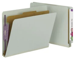 Smead SafeSHIELD End Tab Classification Folder, Letter Size, 1 Divider, Gray/Green, Pack Of 10